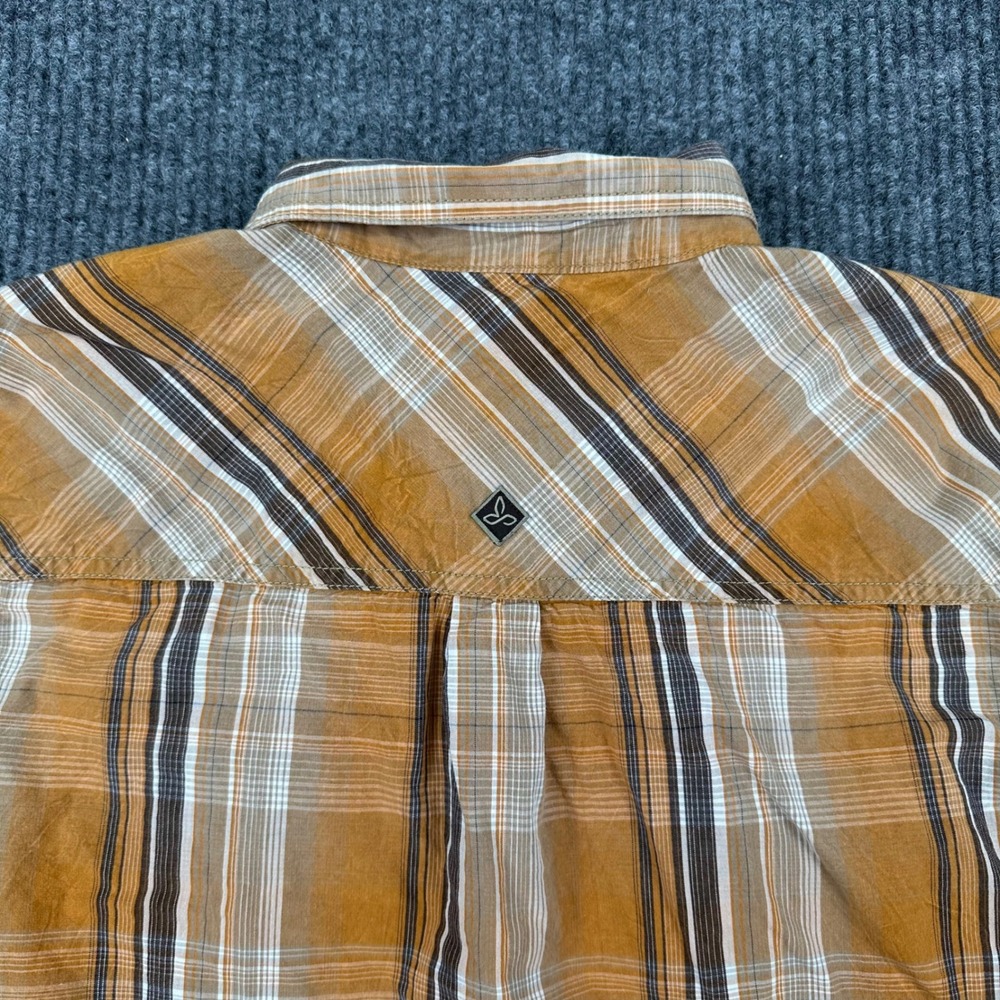 Prana Pearl Snap Button Down Shirt Mens Medium Long Sleeve Plaid Orange Medium - Picture 4 of 9